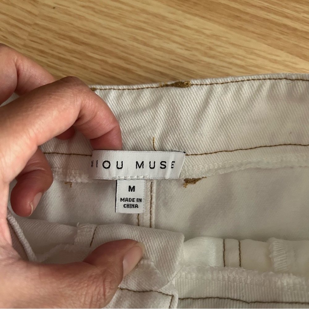 Miou Muse Off White Stretch Mini Denim Skirt Medium - Picture 4 of 8